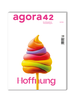 Das Cover der Ausgabe HOFFNUNG, auf der ein grellbunter Lolli in Form eines Kackhaufens abgebildet ist.